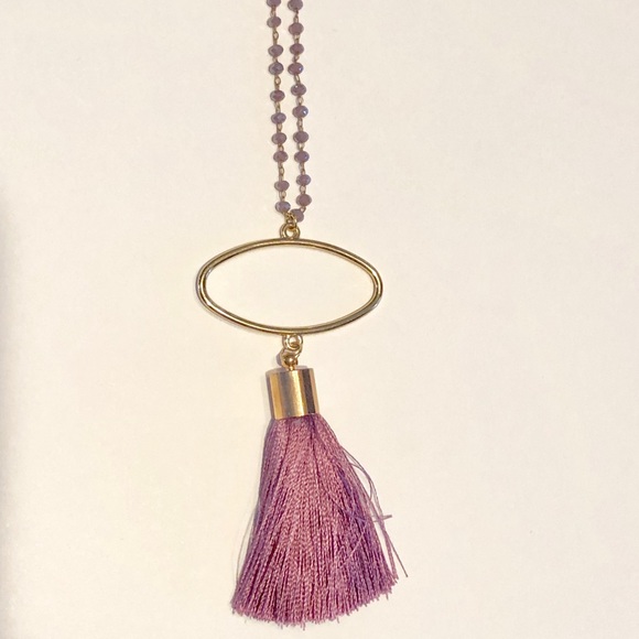 Taupe Tassel Necklace - Picture 2 of 2